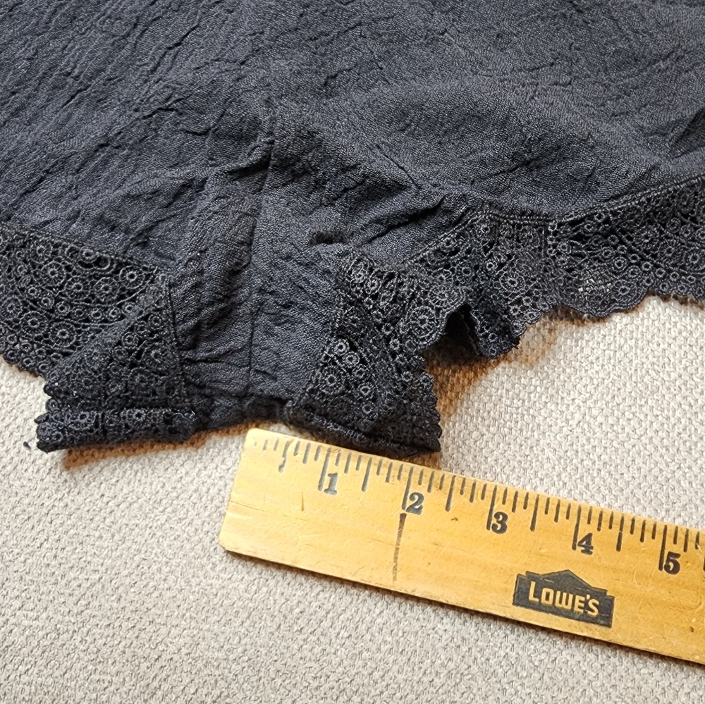NWT Eberjey Crochet Trim Black Frankie Sol‎ Shorts Coverup Lingerie Cotton M/L - Picture 7 of 12